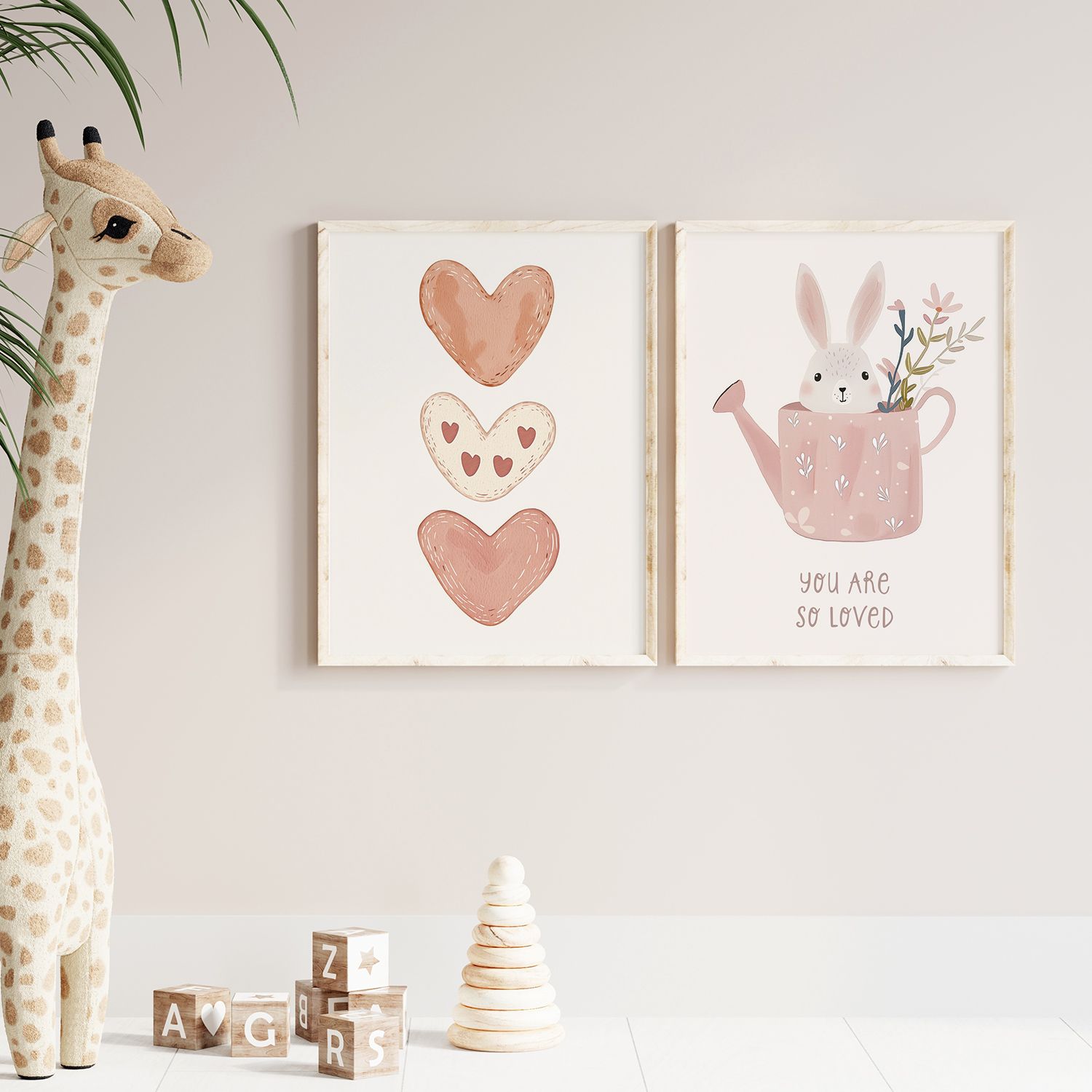 Poster - Hart en Konijn Kunst / Set van 2