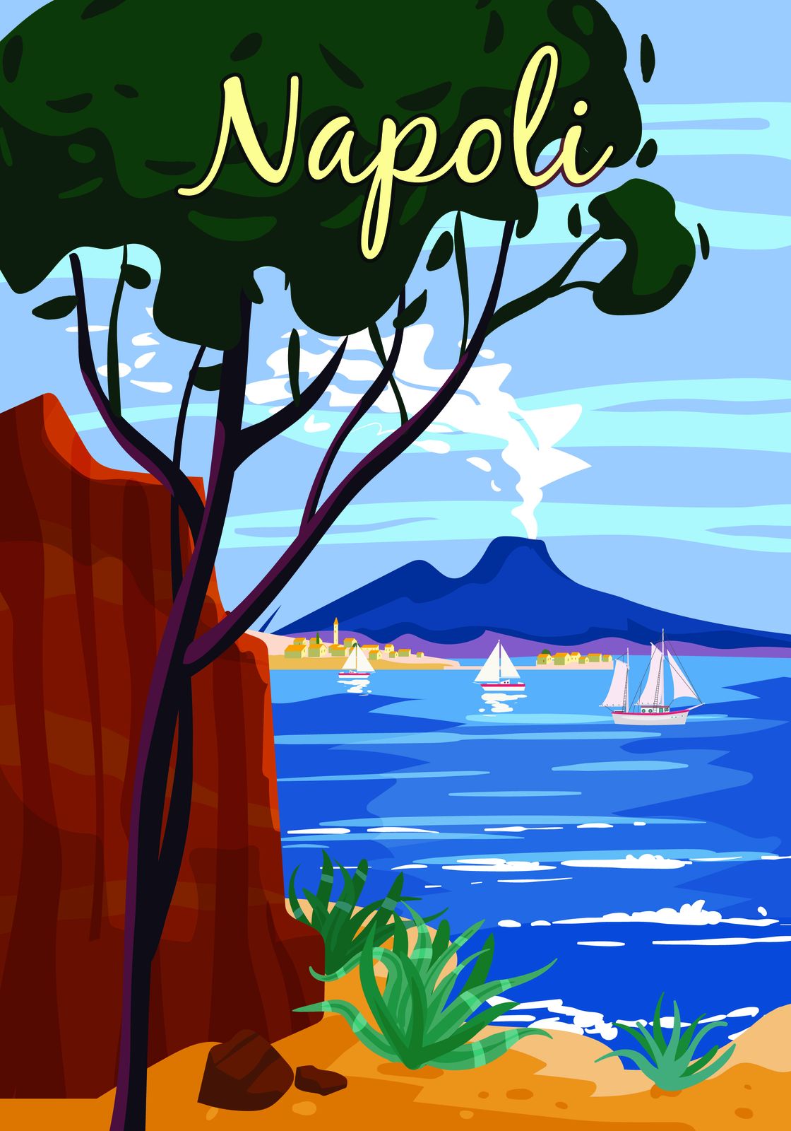 Napoli Schilderachtig Wandposter