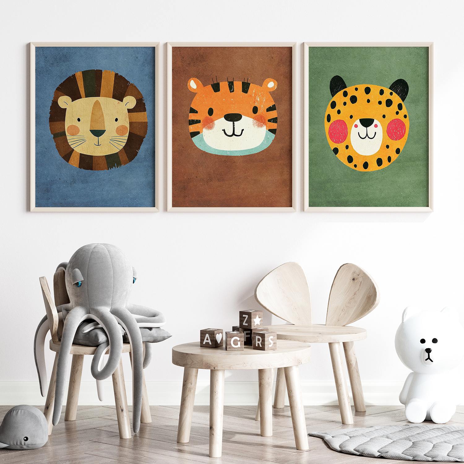 Poster - Schattige Dierkoppen / Set van 3