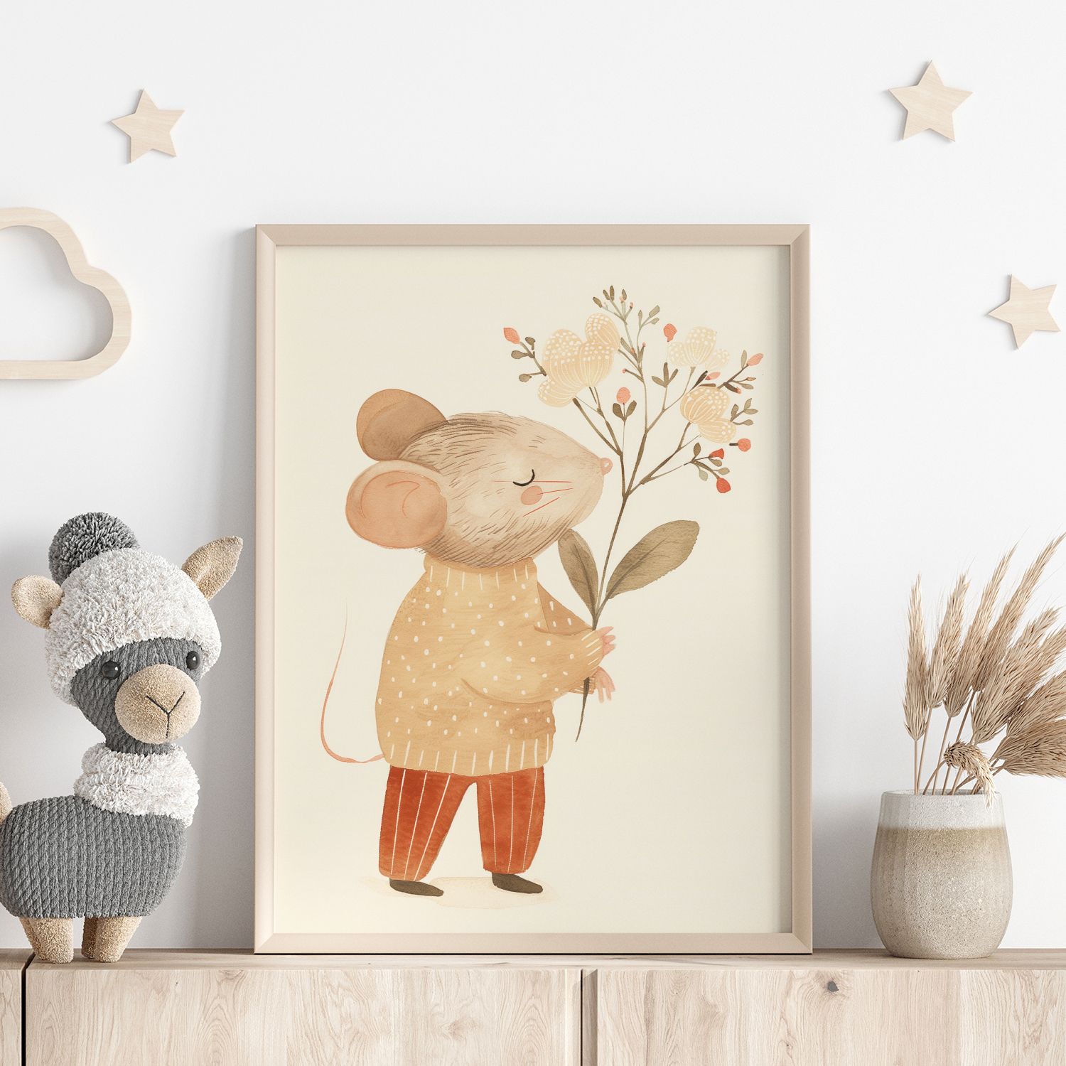 Poster - Muis met bloemen
