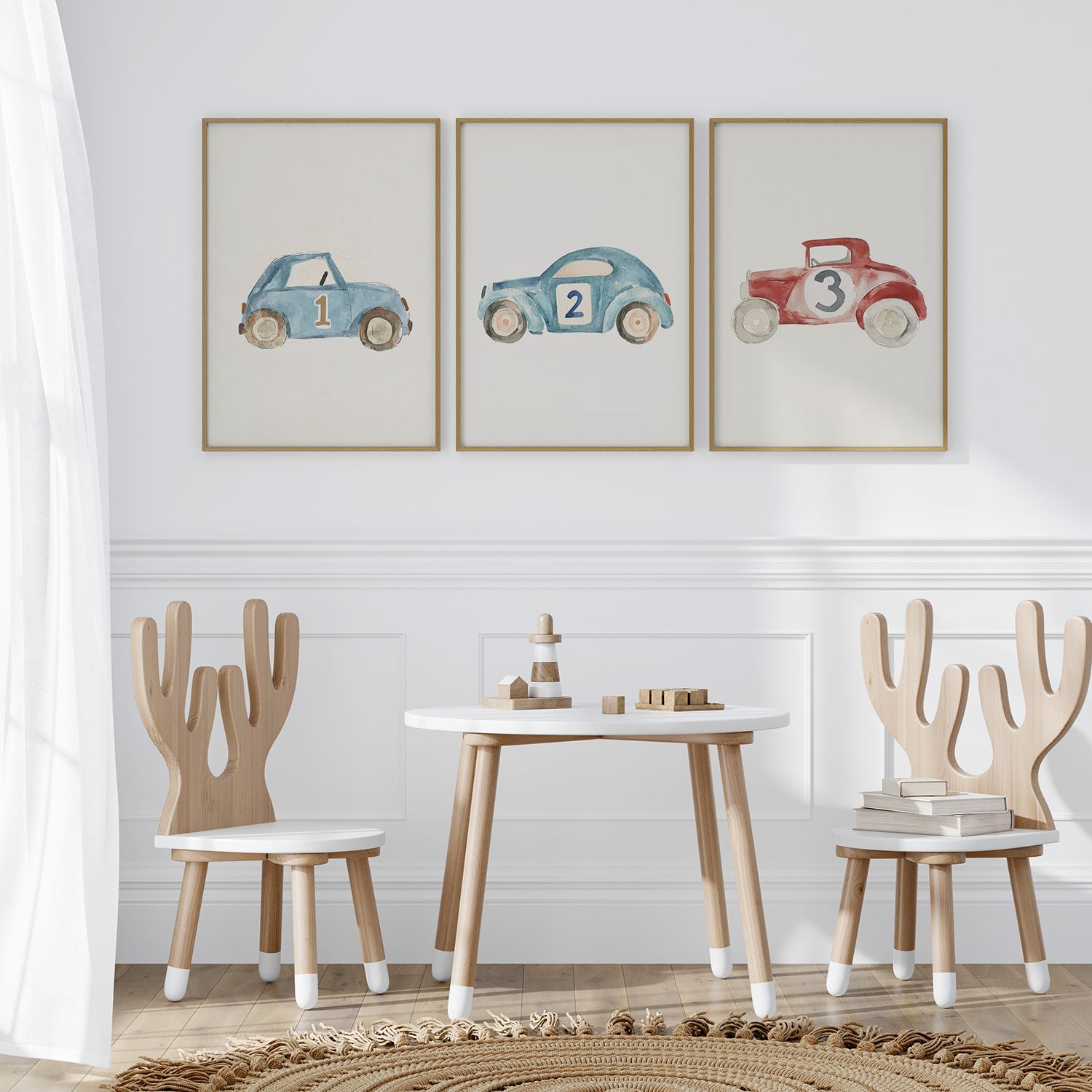 Poster - Vintage Auto Illustraties / Set van 3