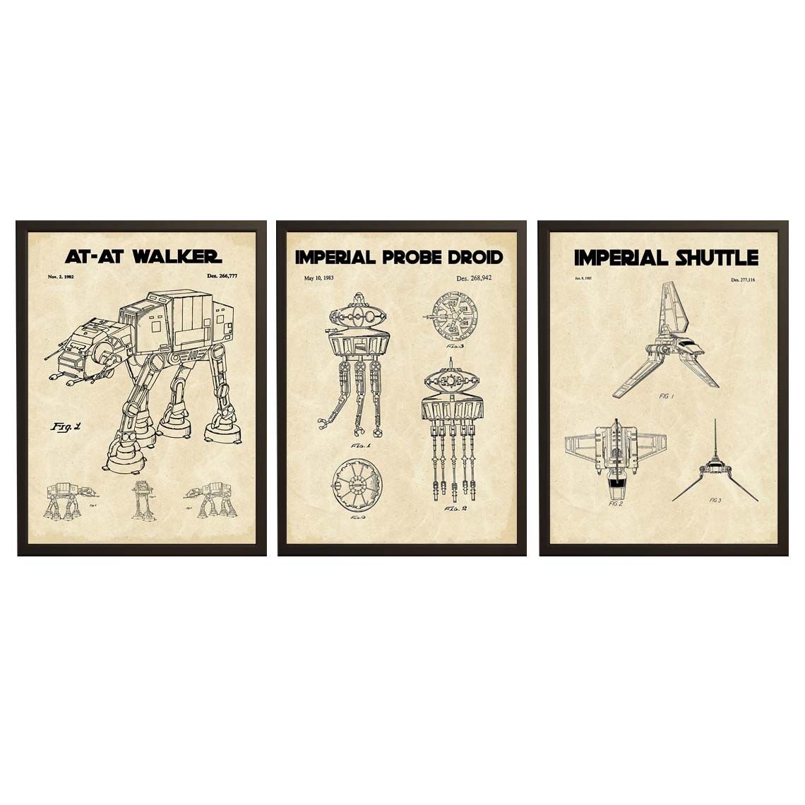 Octrooitekening Poster - Star Wars Collectie / Set van 3