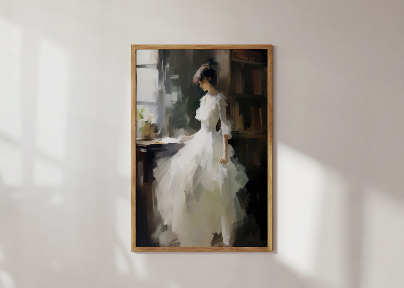 Poster - Vrouw in Witte Jurk