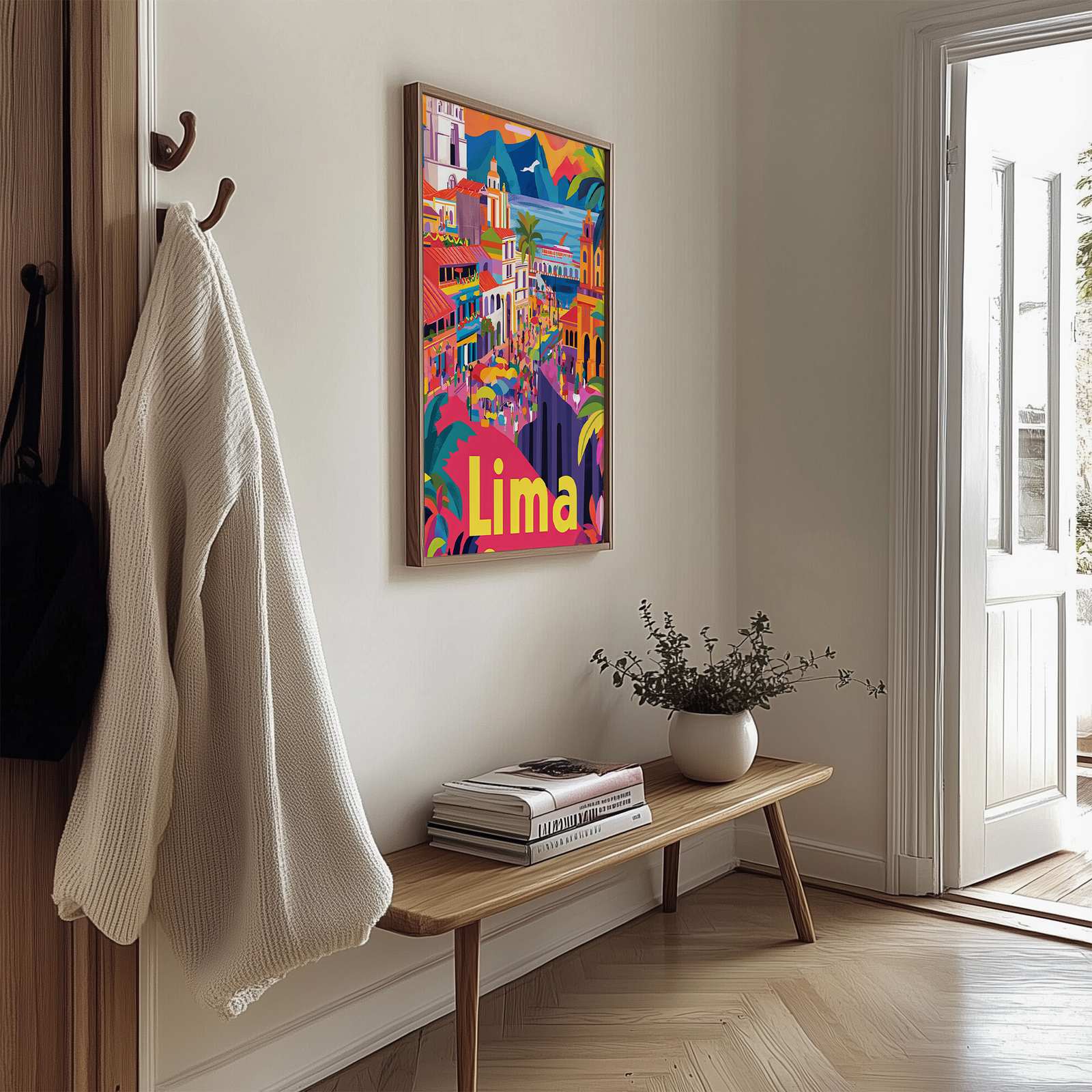 Poster - Kleurrijke Lima Scène