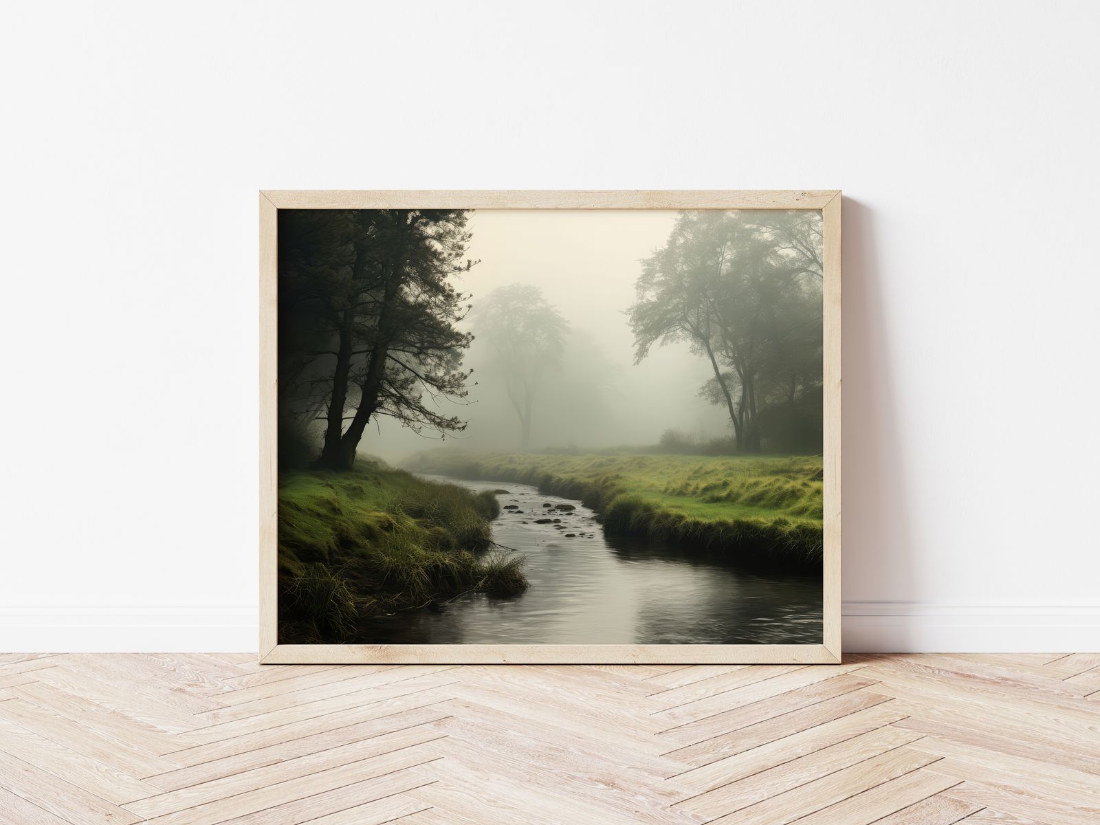 Poster - Mistig Rivierlandschap