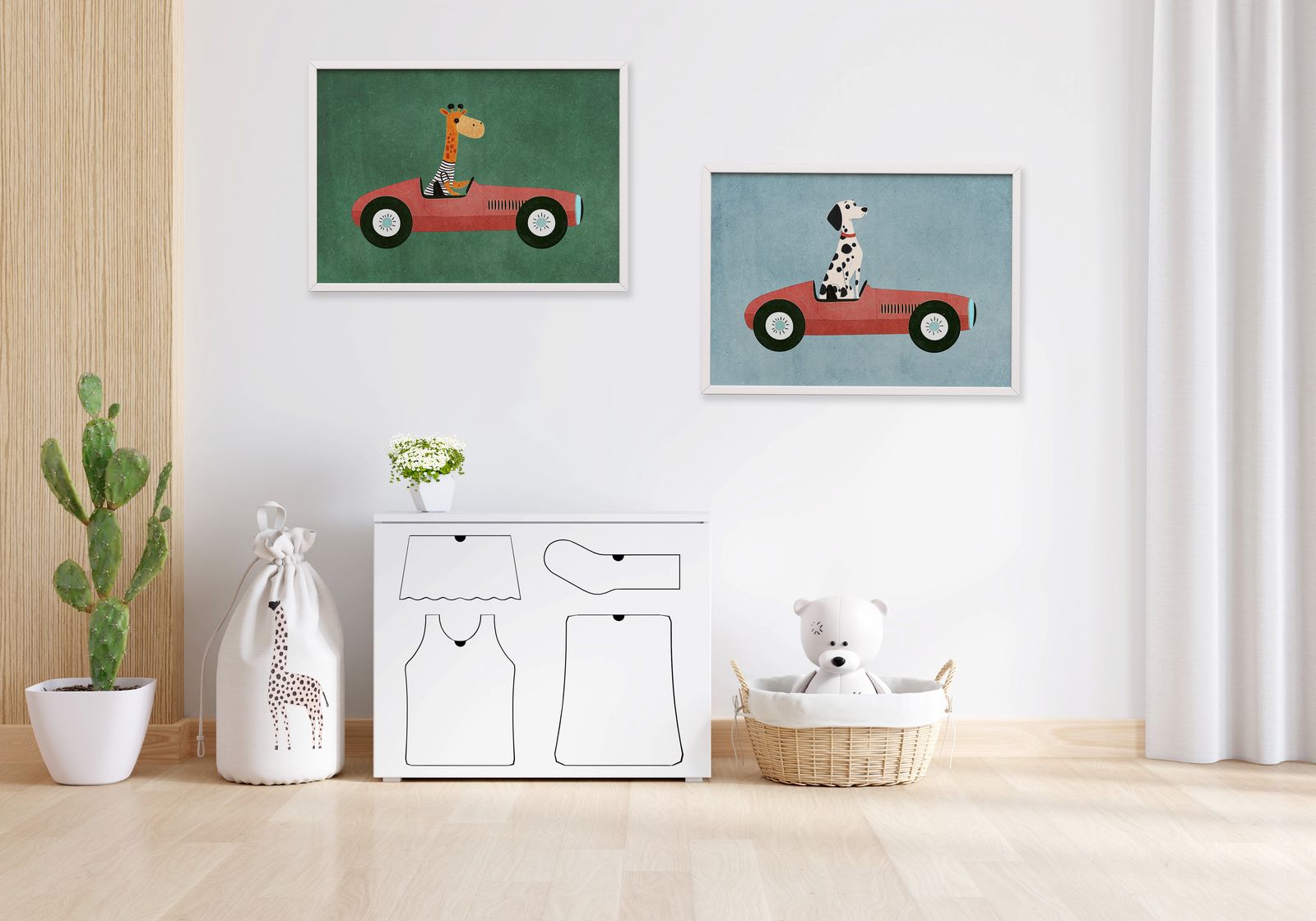Poster - Dieren in auto's / Set van 2