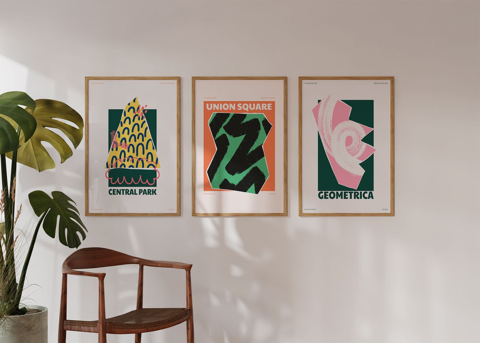 Poster - Retro Abstract Collage / Set van 3