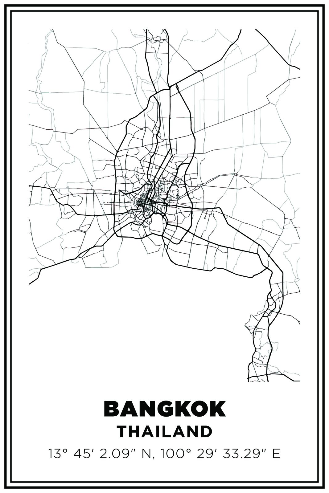 Bangkok Kaart Poster