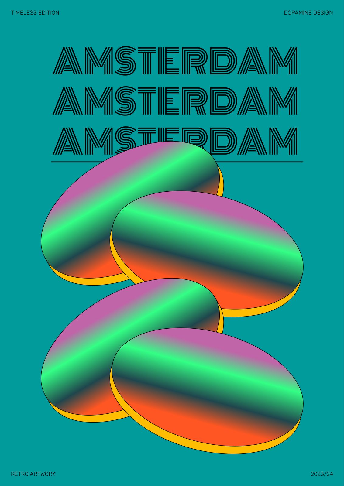 Poster - Amsterdam Retro Kunstwerk