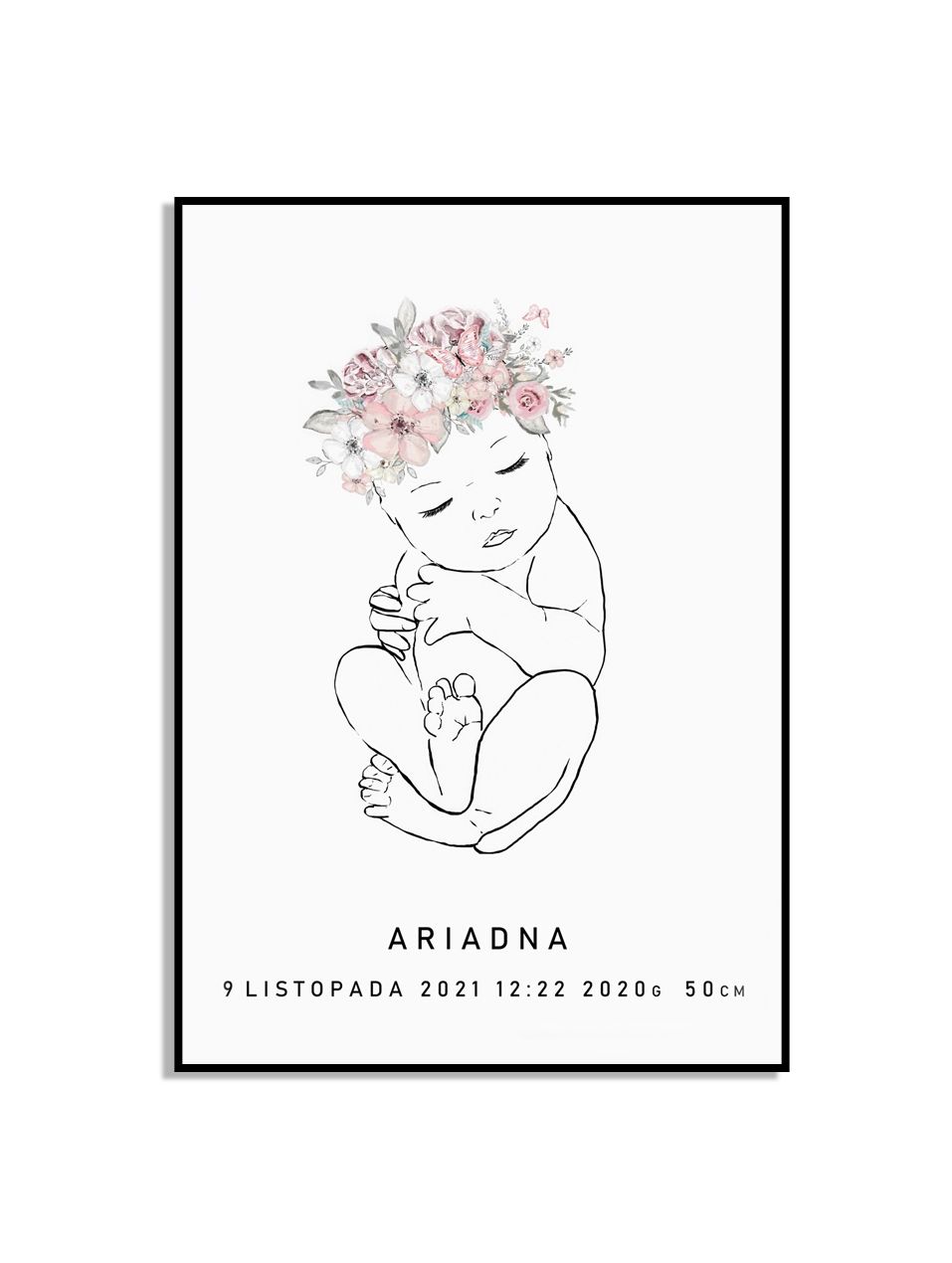 Bloemenbaby Gepersonaliseerde Geboorteposter