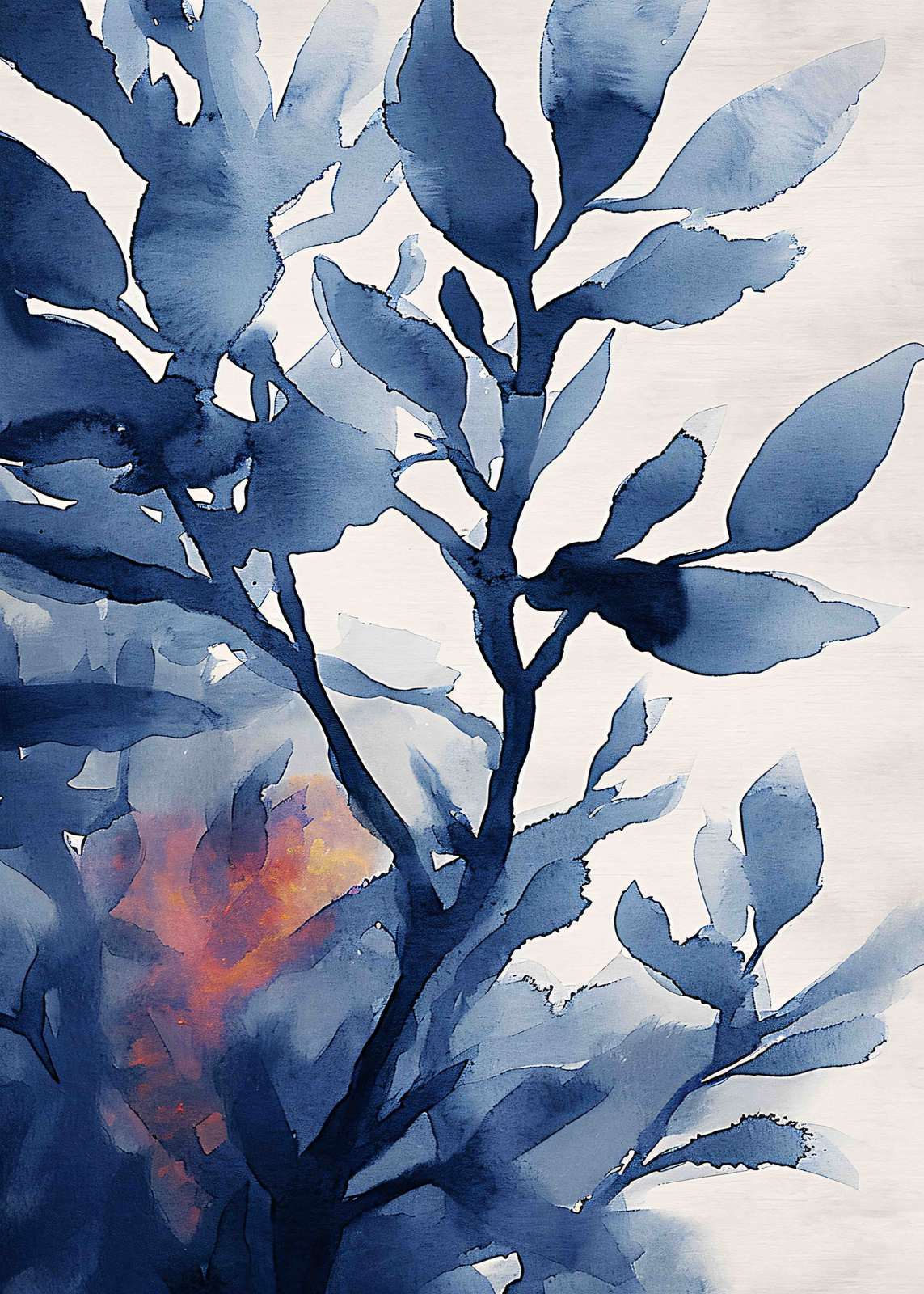 Poster - Blauwe Bladeren