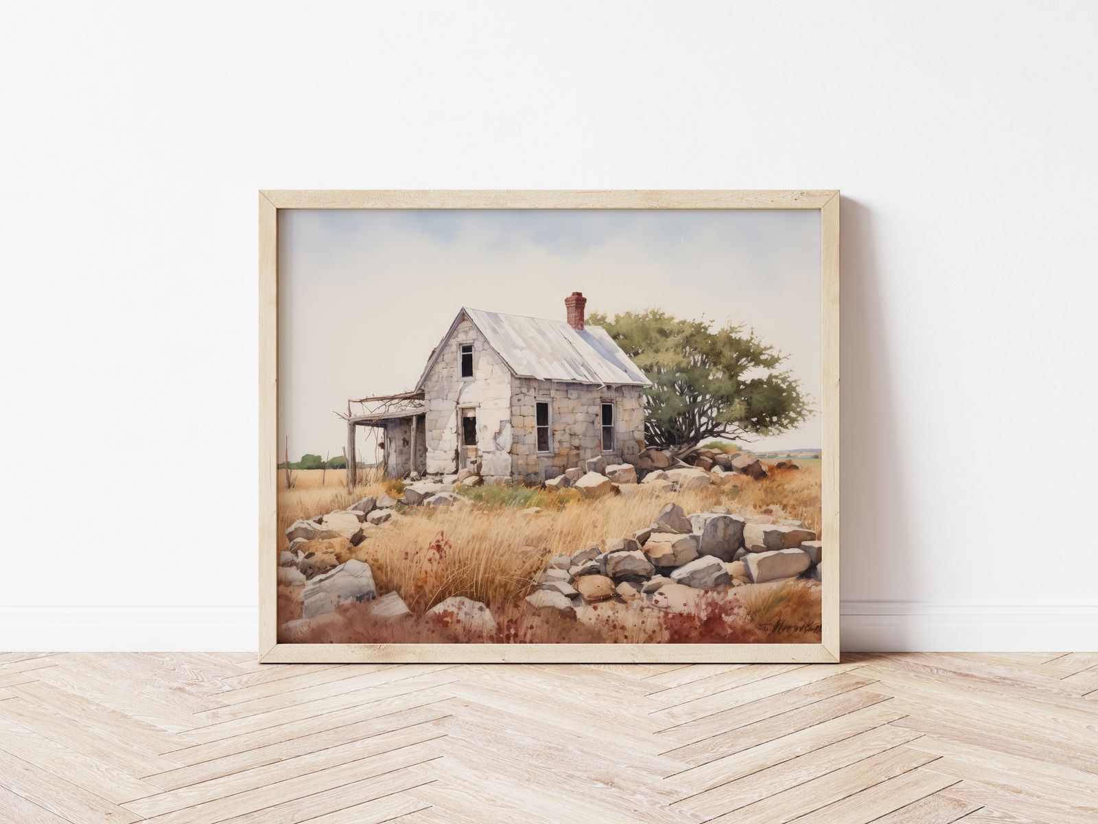 Poster - Verlaten huis schilderij