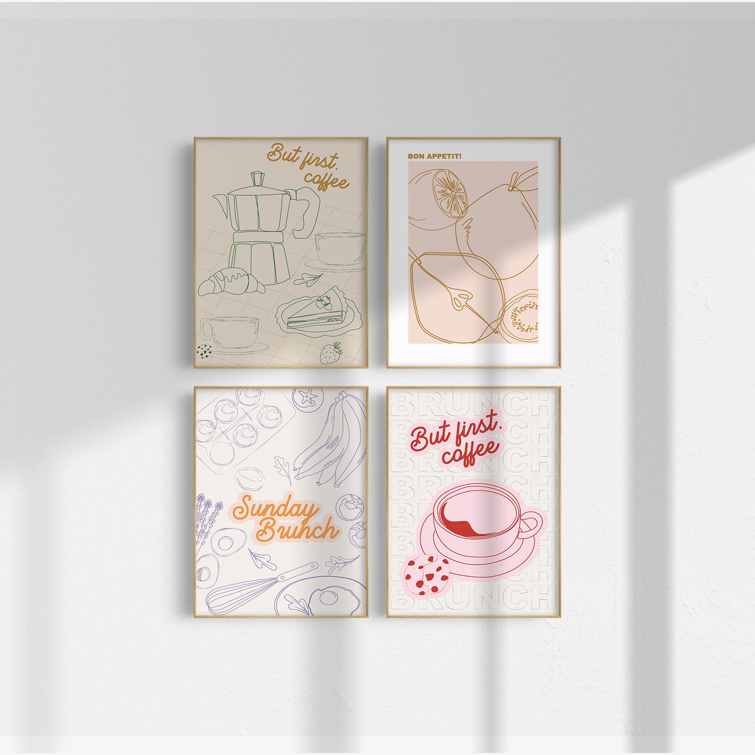 Poster - Koffie en Brunch Kunst Set van 4