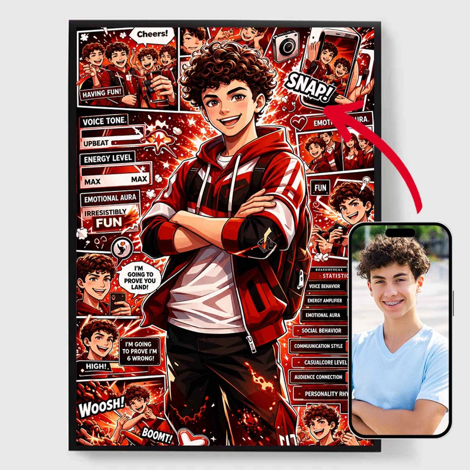 Gepersonaliseerde Poster - Anime Manga Portret - AI Poster