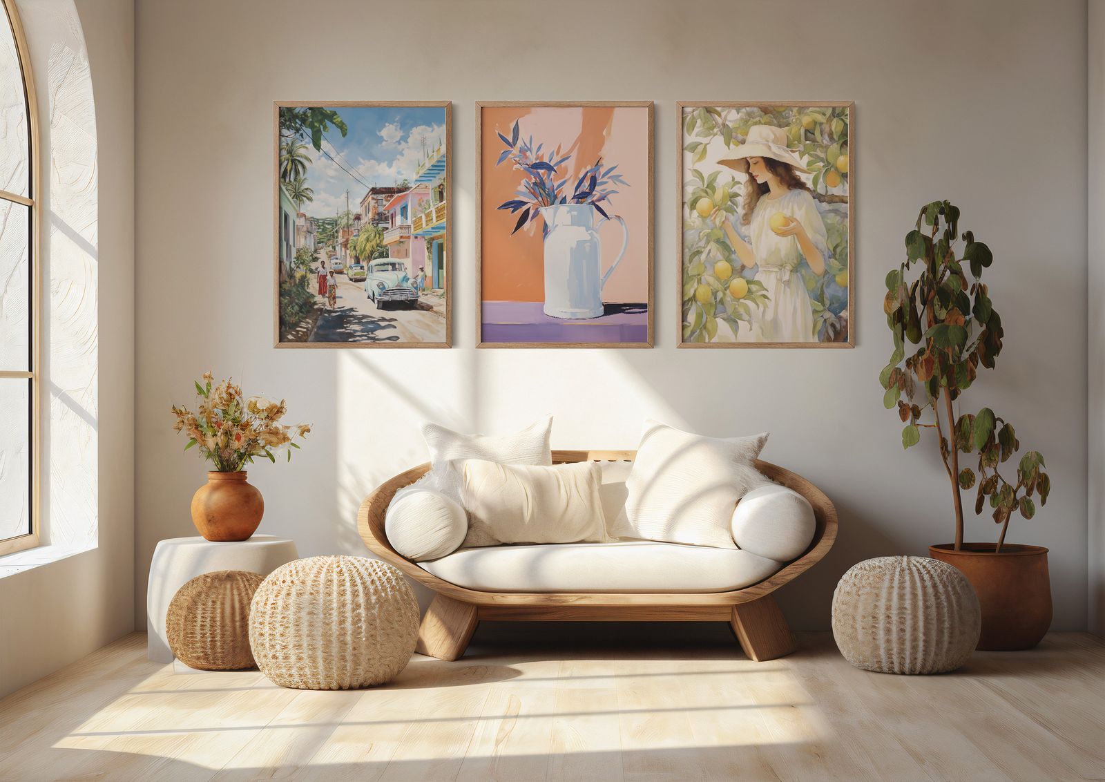 Poster - Vintage Straat en Natuur Set van 3