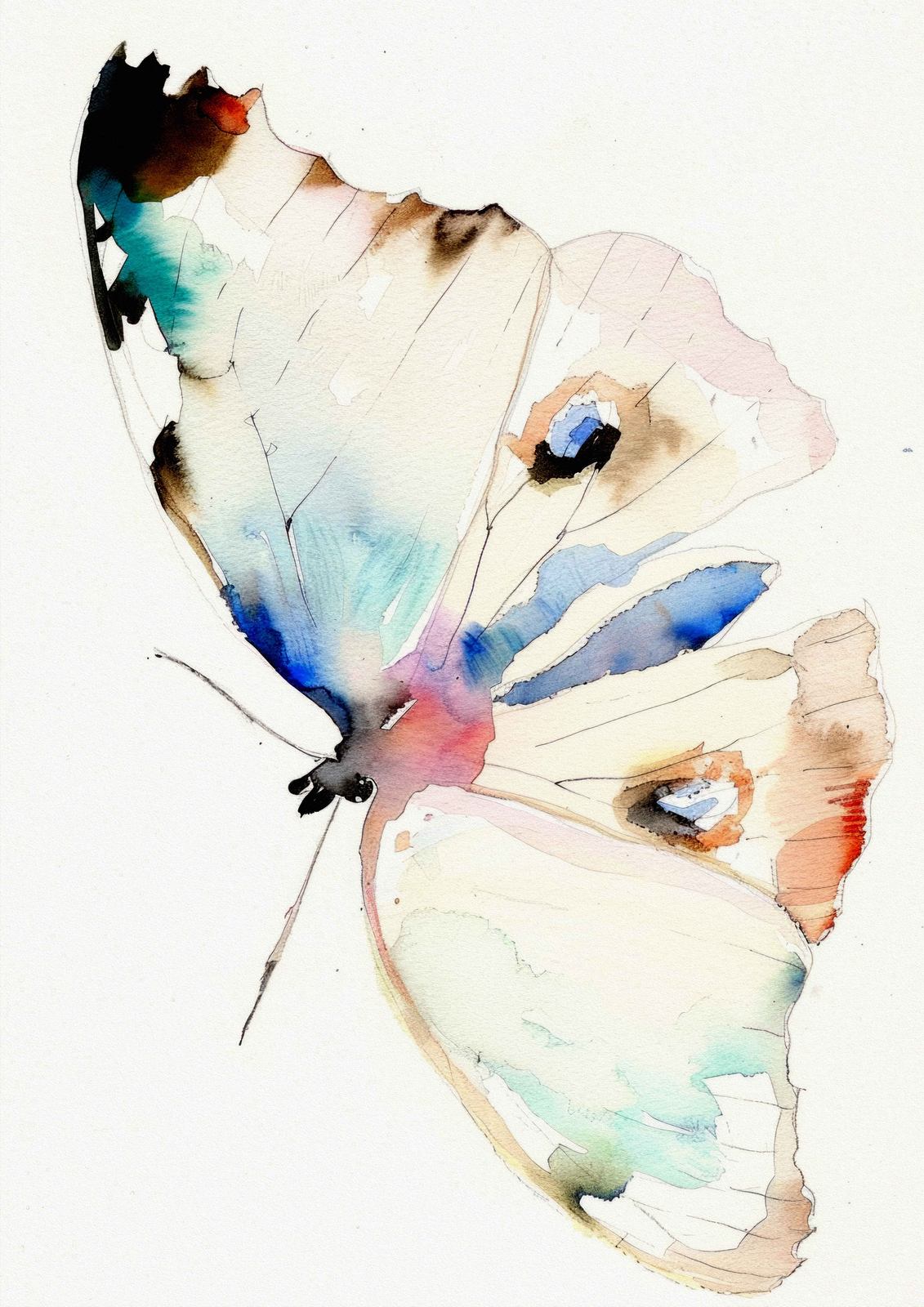 Poster - Vlinder Aquarel