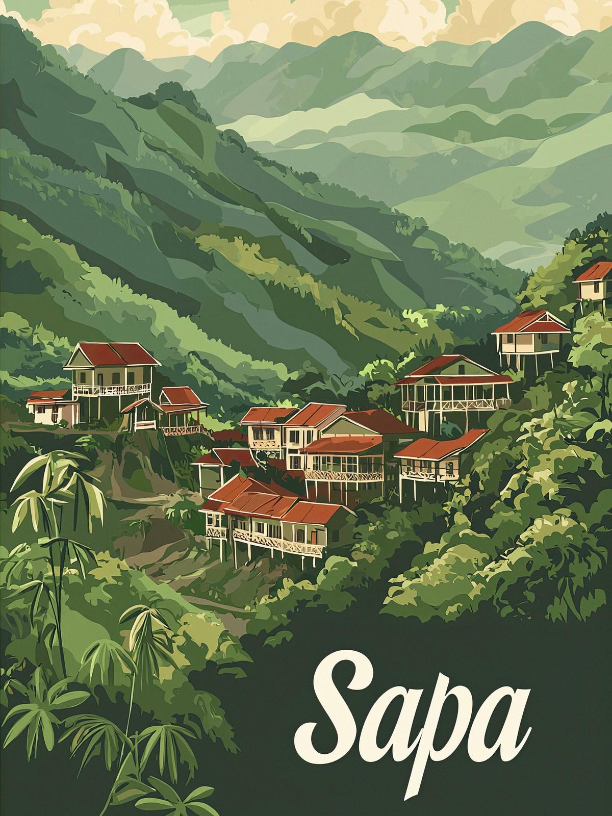 Poster - Sapa Landschap