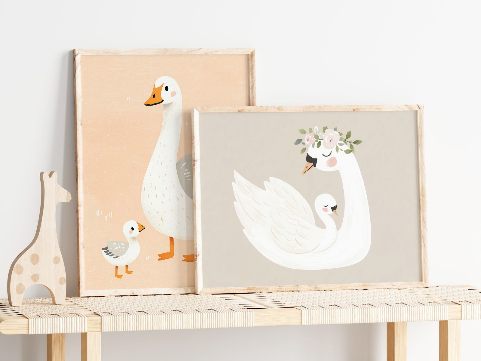Poster - Gans en Zwanenfamilie / Set van 2