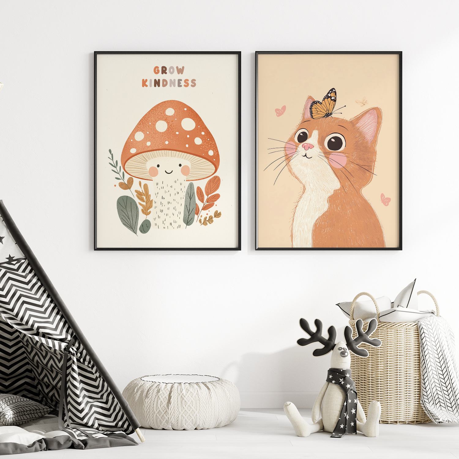 Poster - Groei Vriendelijkheid & Kat / Set van 2