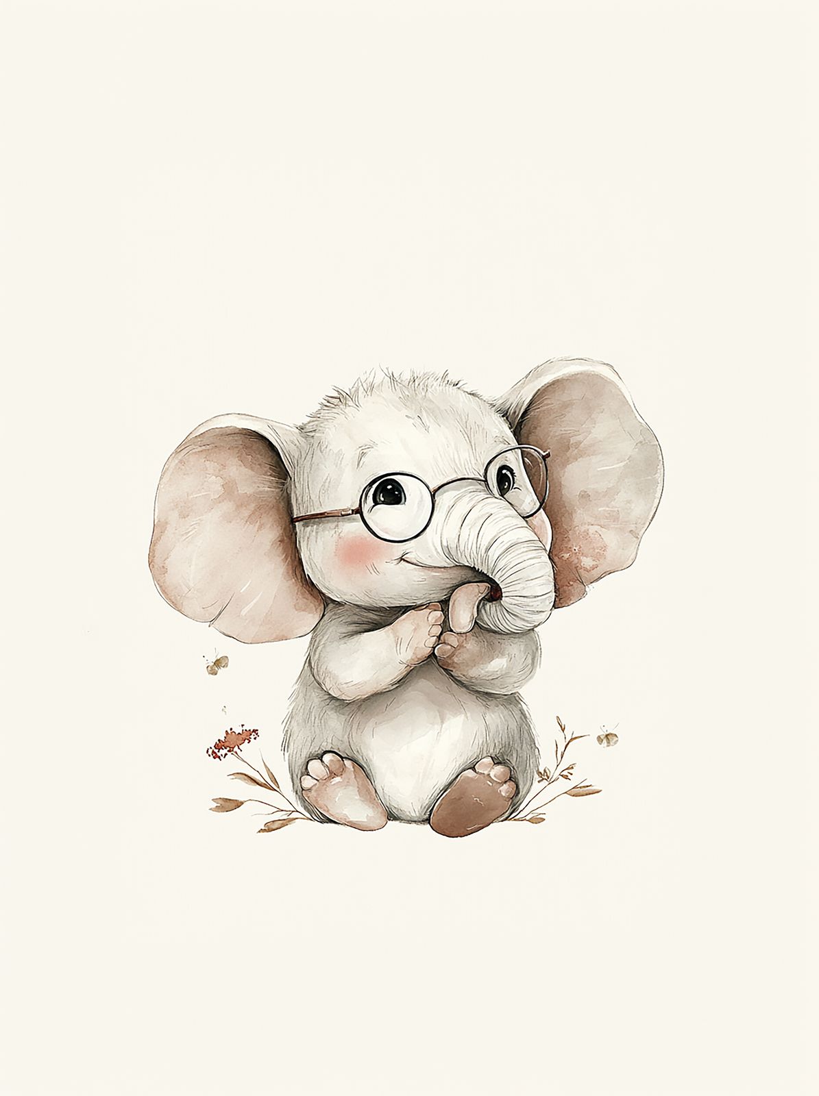 Poster - Schattige Olifant met Bril