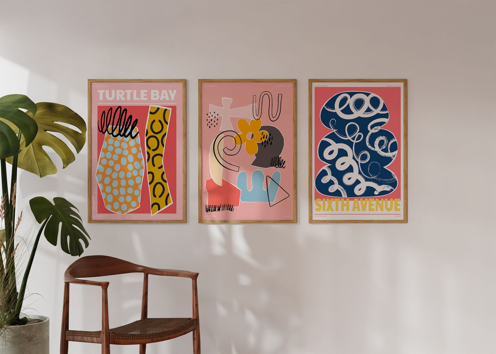 Poster - Abstract Collage Collectie / Set van 3