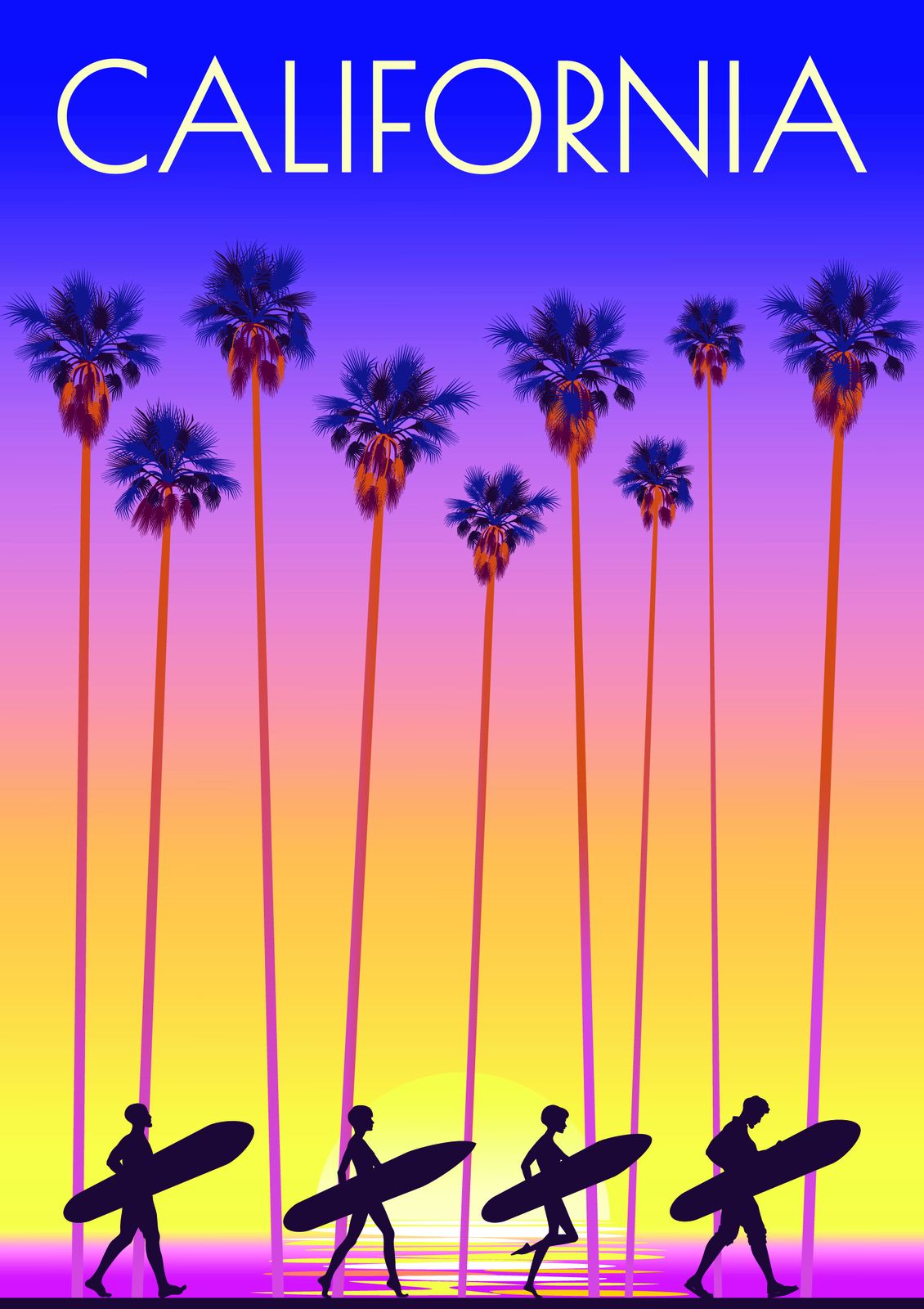 Californië Surfen Muurposter