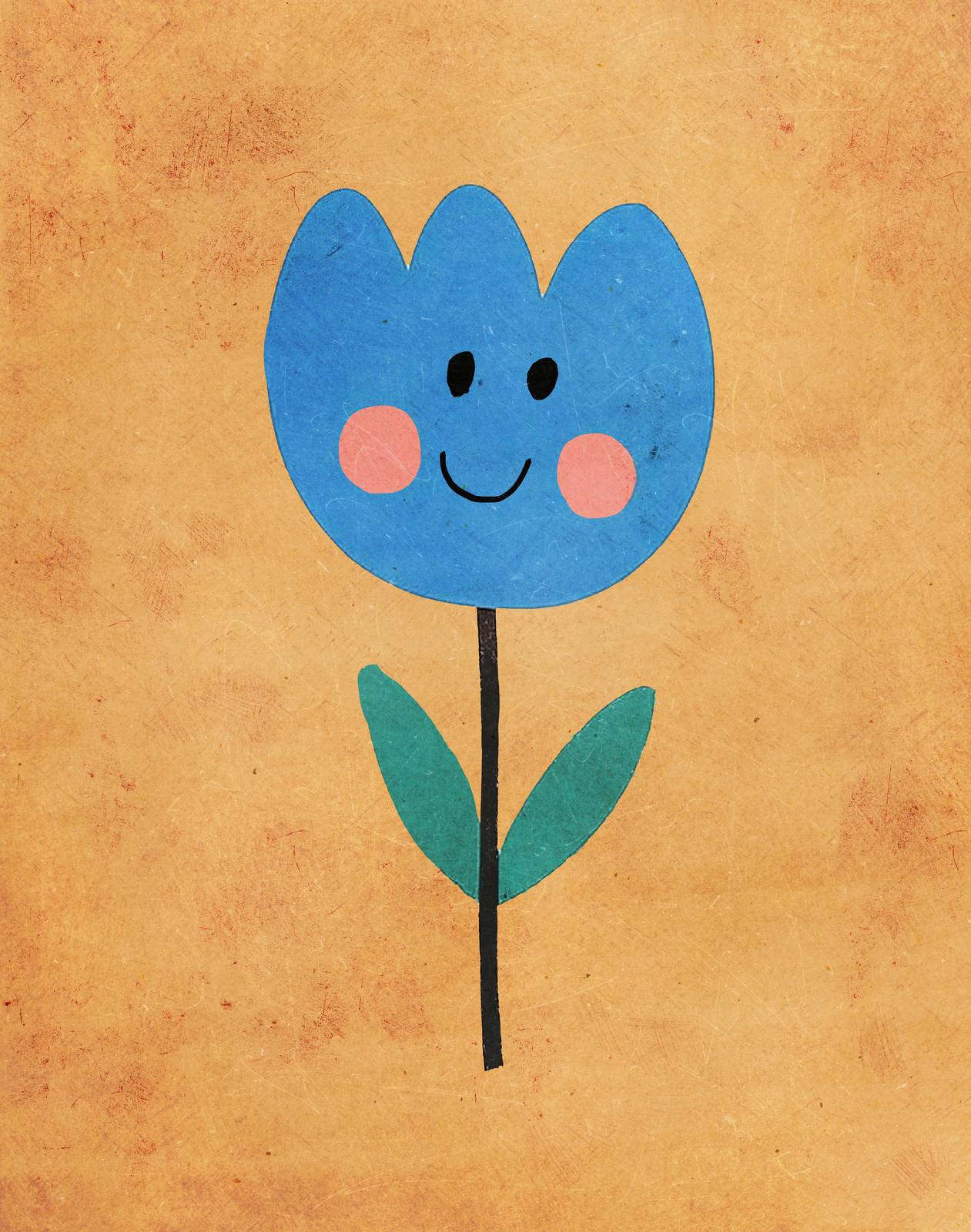 Poster - Glimlachende Blauwe Bloem