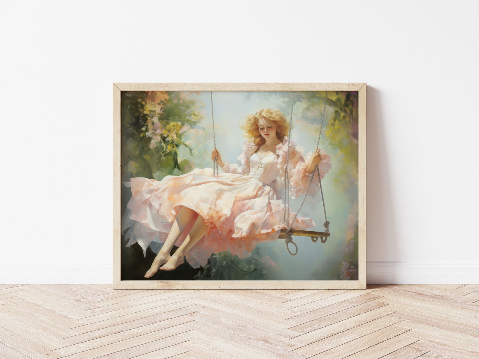 Poster - Meisje op een schommel