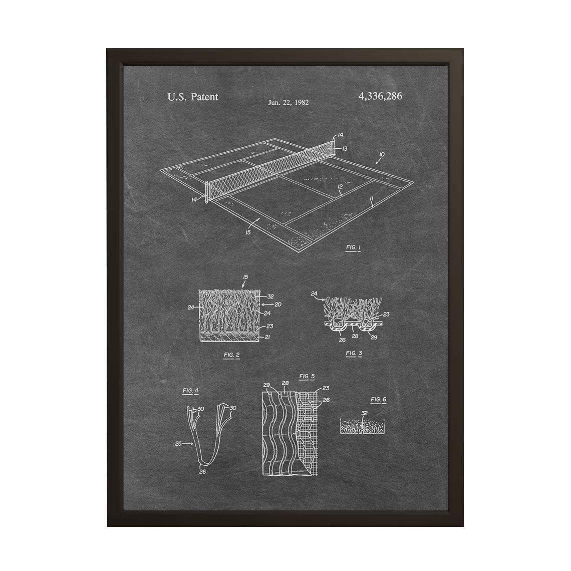 Octrooitekening Poster - Tennisbaan Ontwerp