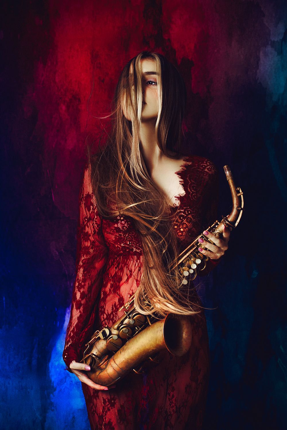 Poster - Vrouw met saxofoon