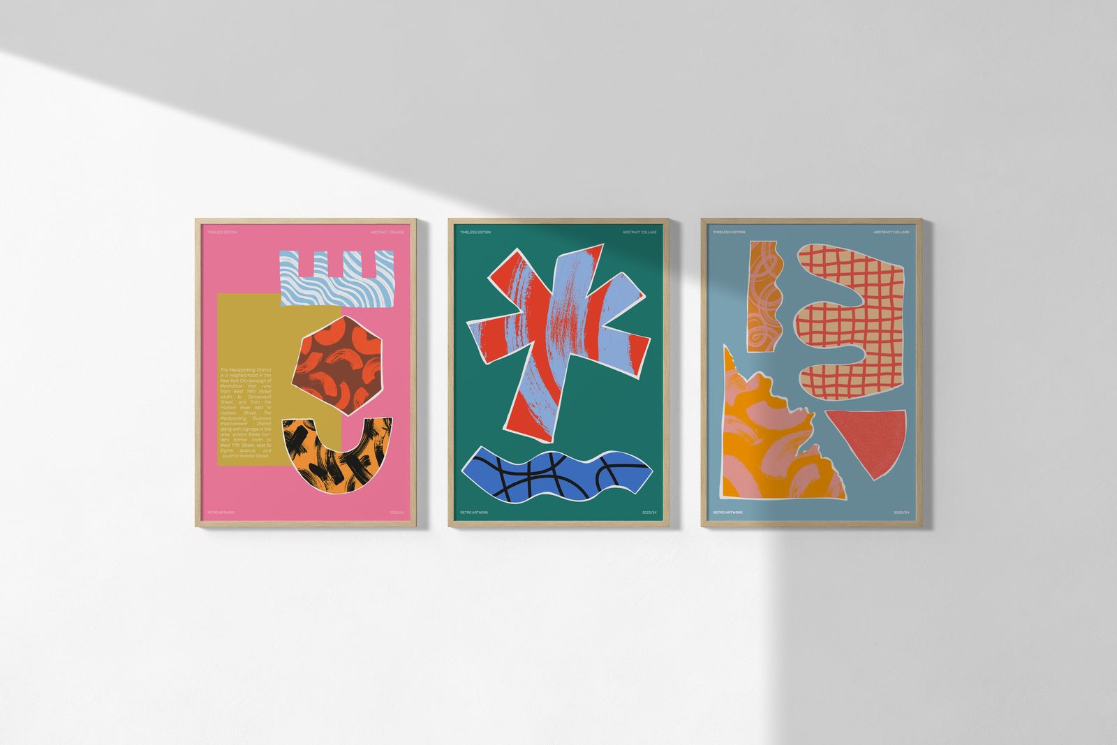 Poster - Abstracte Collage Set van 3