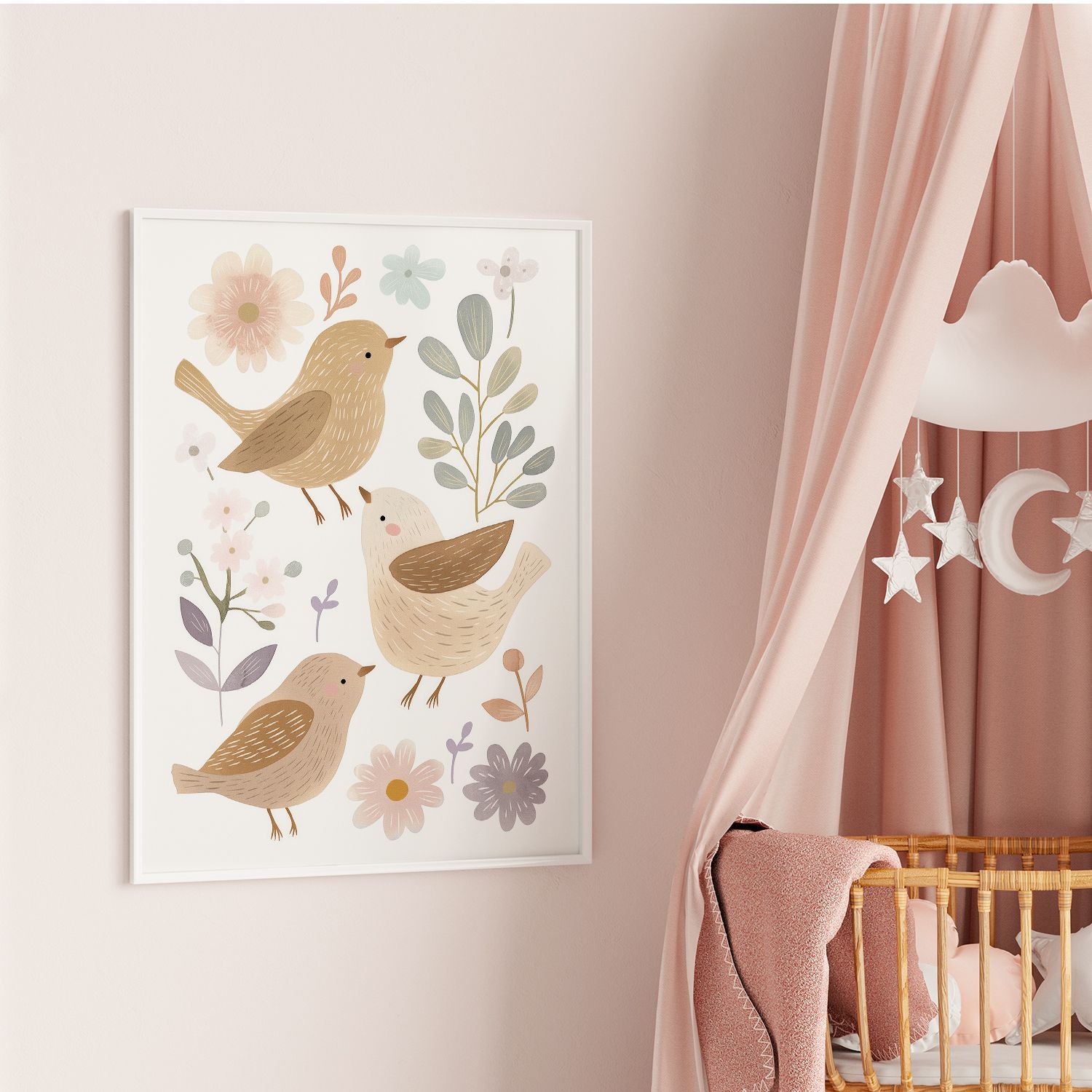 Poster - Vogels en Bloemen