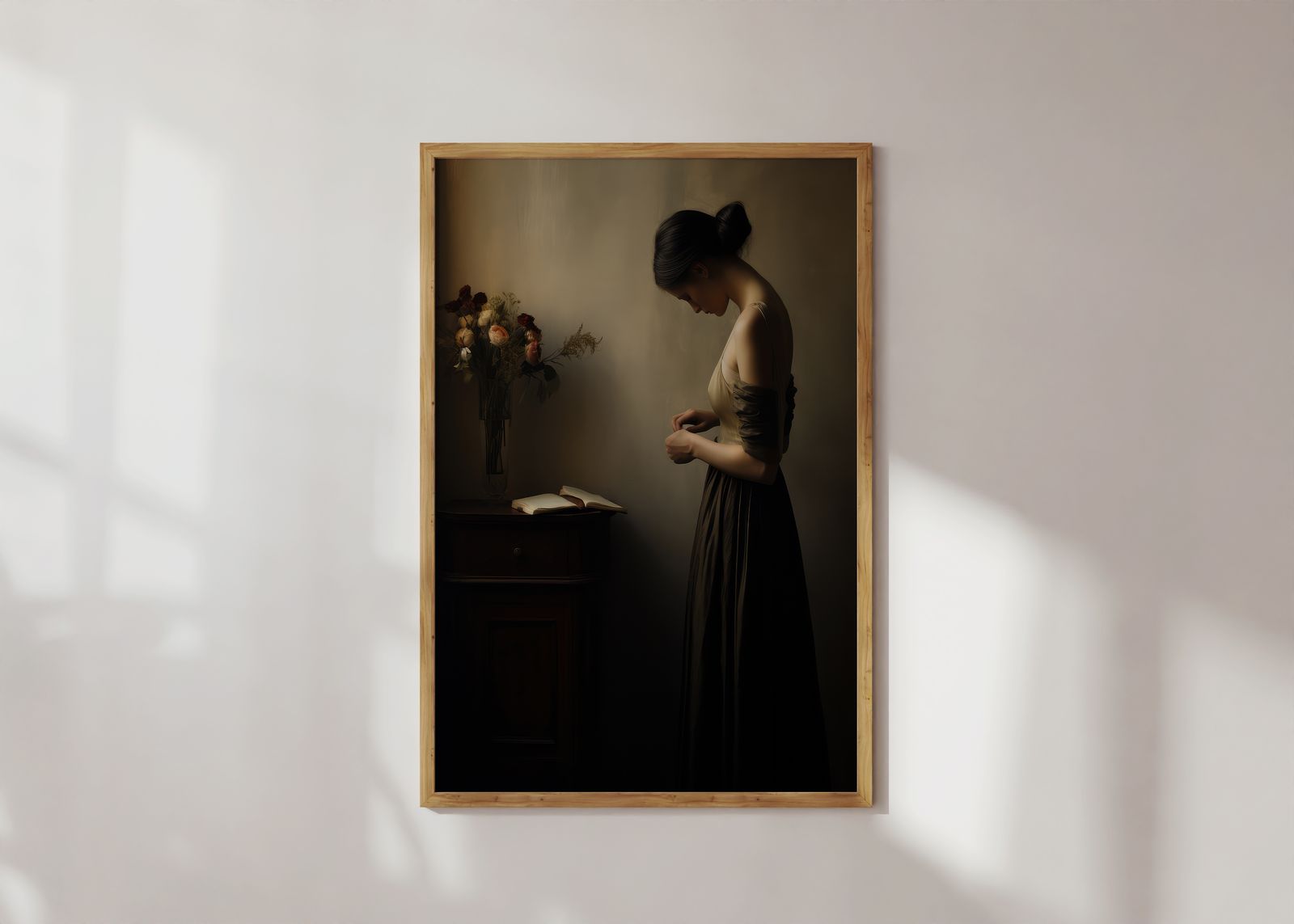 Poster - Elegante Vrouw met Bloemen