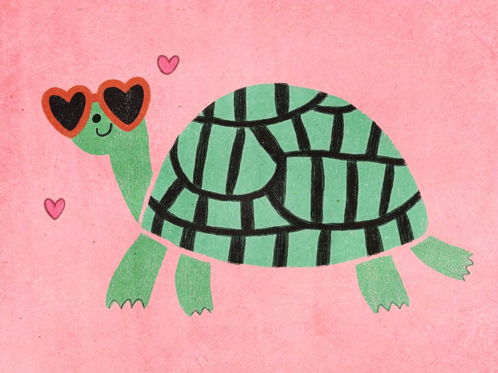 Poster - Schildpad met Hartvormige Bril