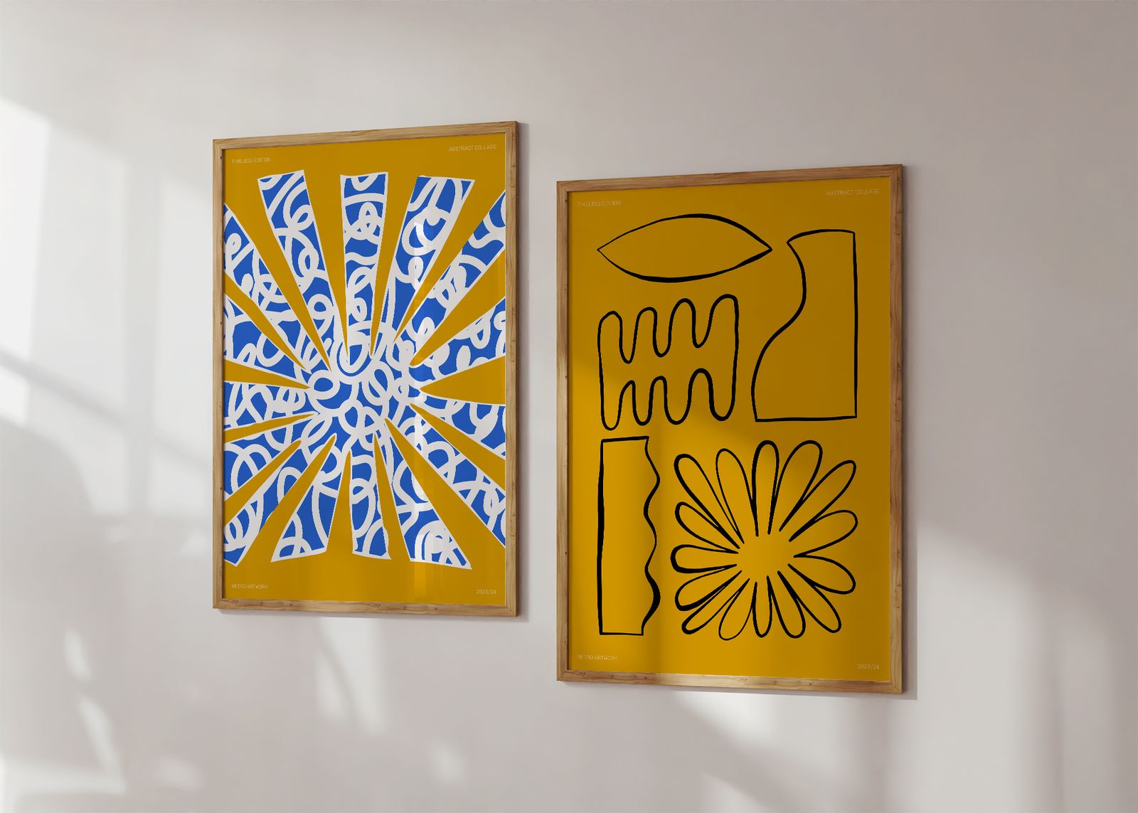 Poster - Retro Abstracte Collage / Set van 2