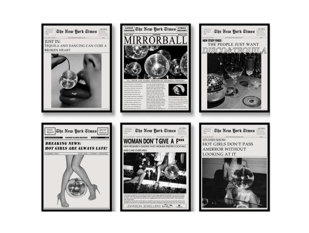 Moderne Krantenstijl Posters - Set van 6