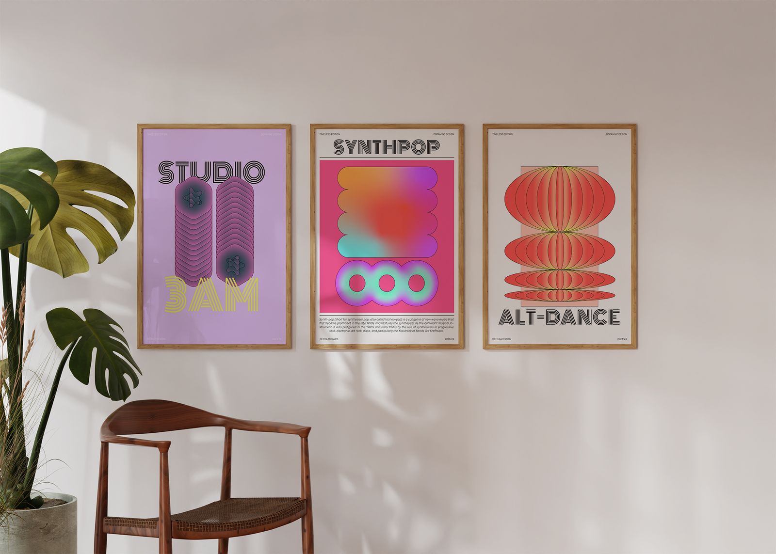 Poster - Retro Muziek Sferen / Set van 3
