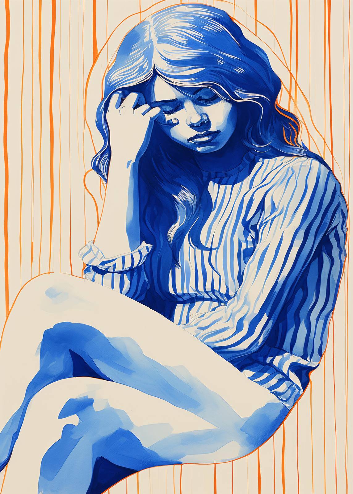 Poster - Blauwe Overpeinzing
