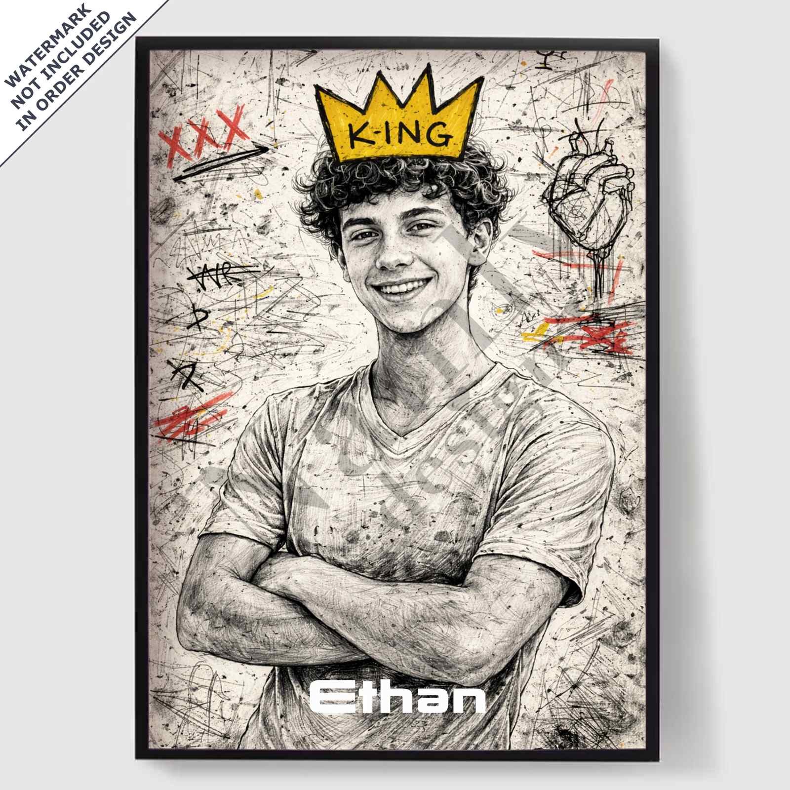 Gepersonaliseerde Poster - Urban Crown Portret - AI Poster