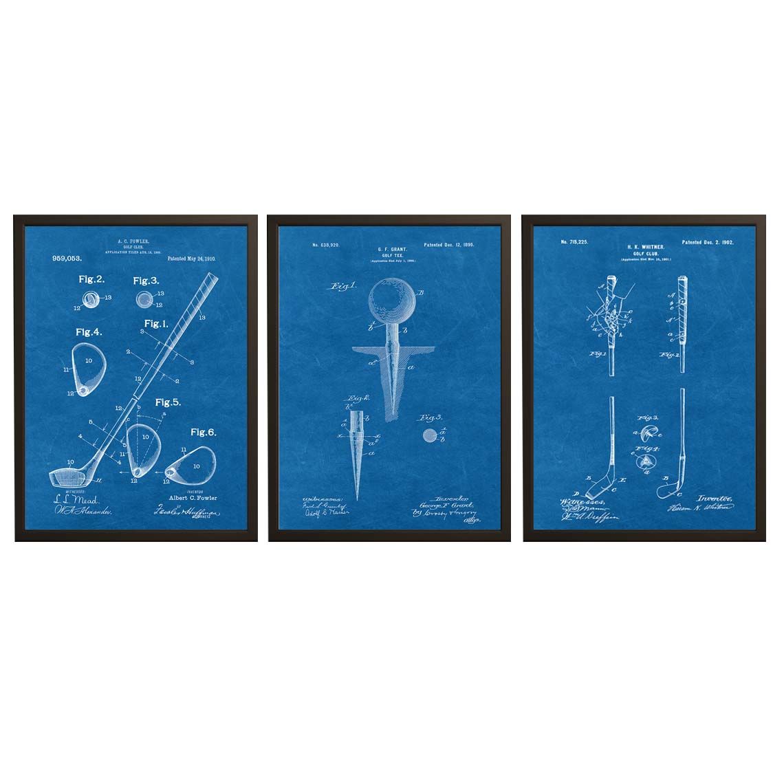 Octrooittekening Poster - Golfuitvindingen / Set van 3