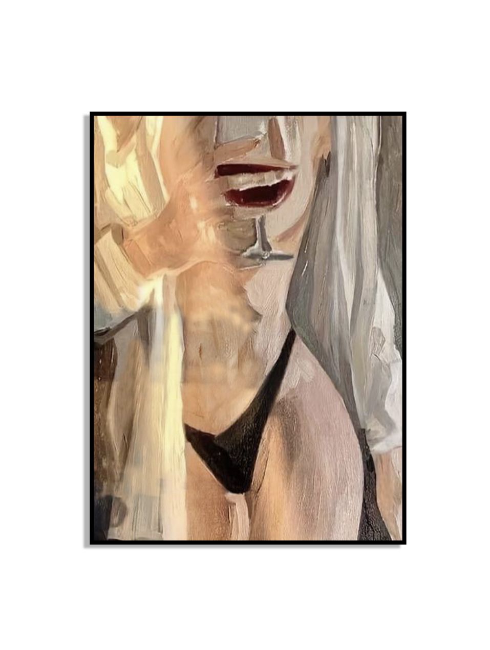 Abstracte Vrouw met Wijnglas Poster
