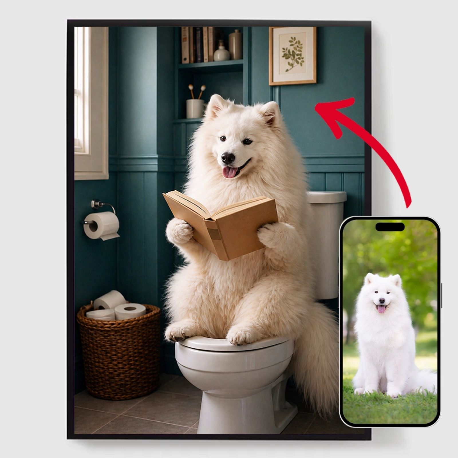 Gepersonaliseerde Poster - Huisdier op Groen Toilet - AI Poster