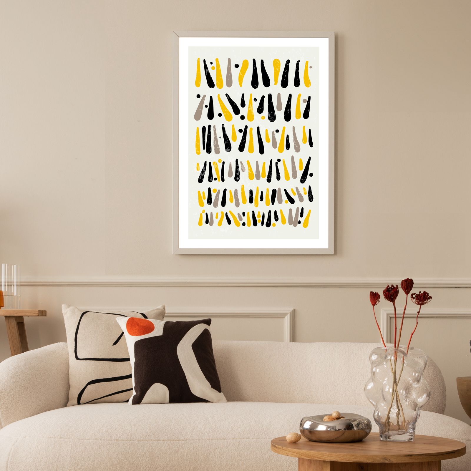 Abstract Geel en Zwart Wandposter