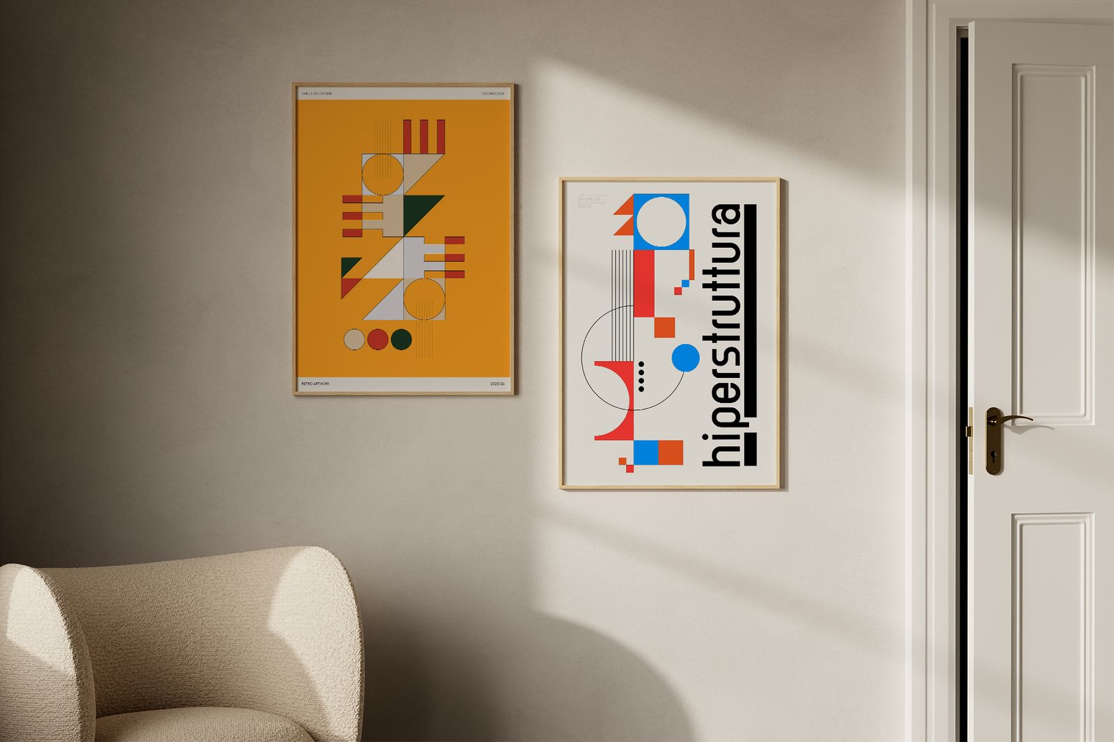 Poster - Retro Kleurblok Collectie / Set van 2