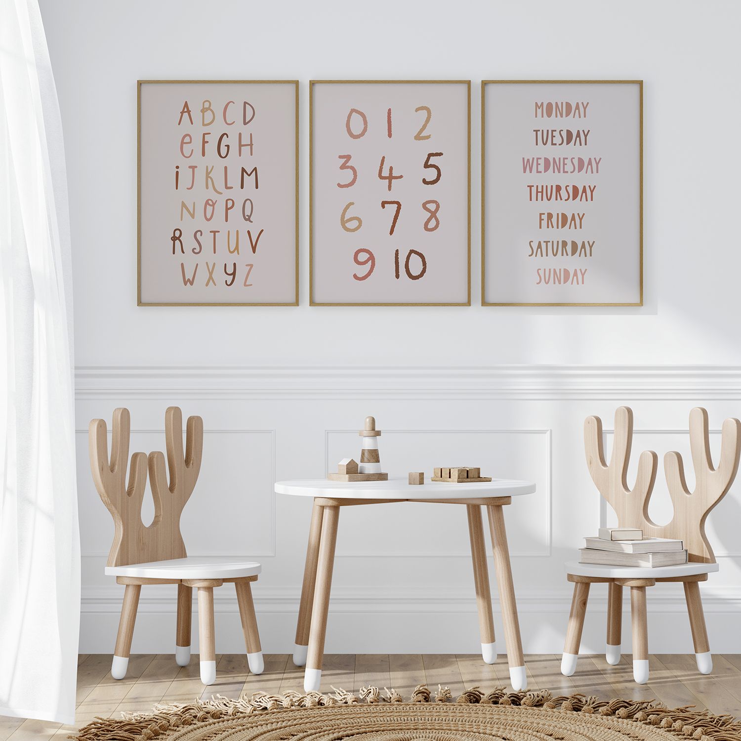 Poster - ABC, Nummers, Dagen / Set van 3