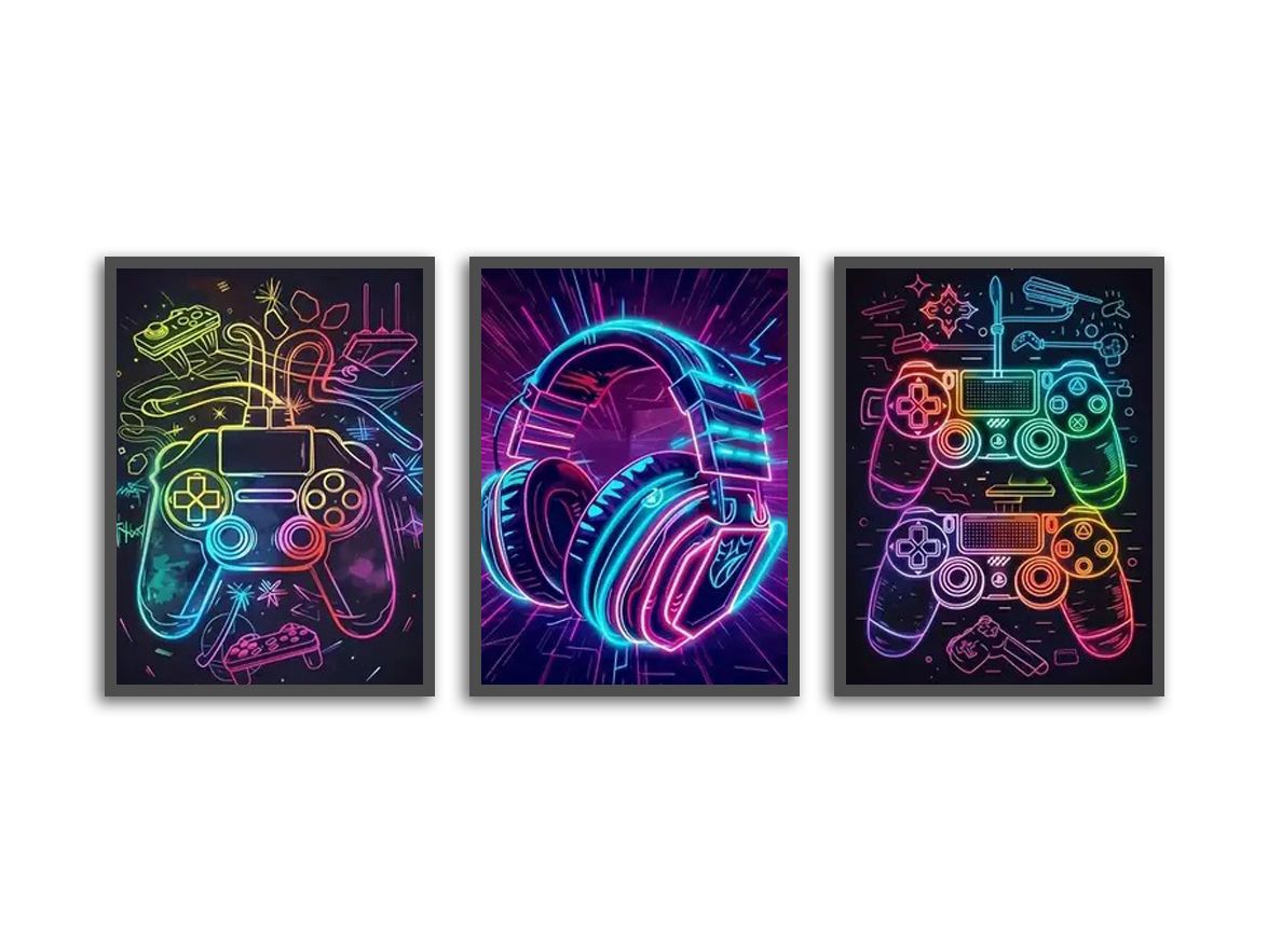 Poster - Gaming Neon Art / Set van 3