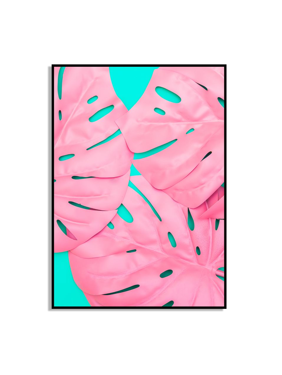 Roze Monstera Bladeren Poster