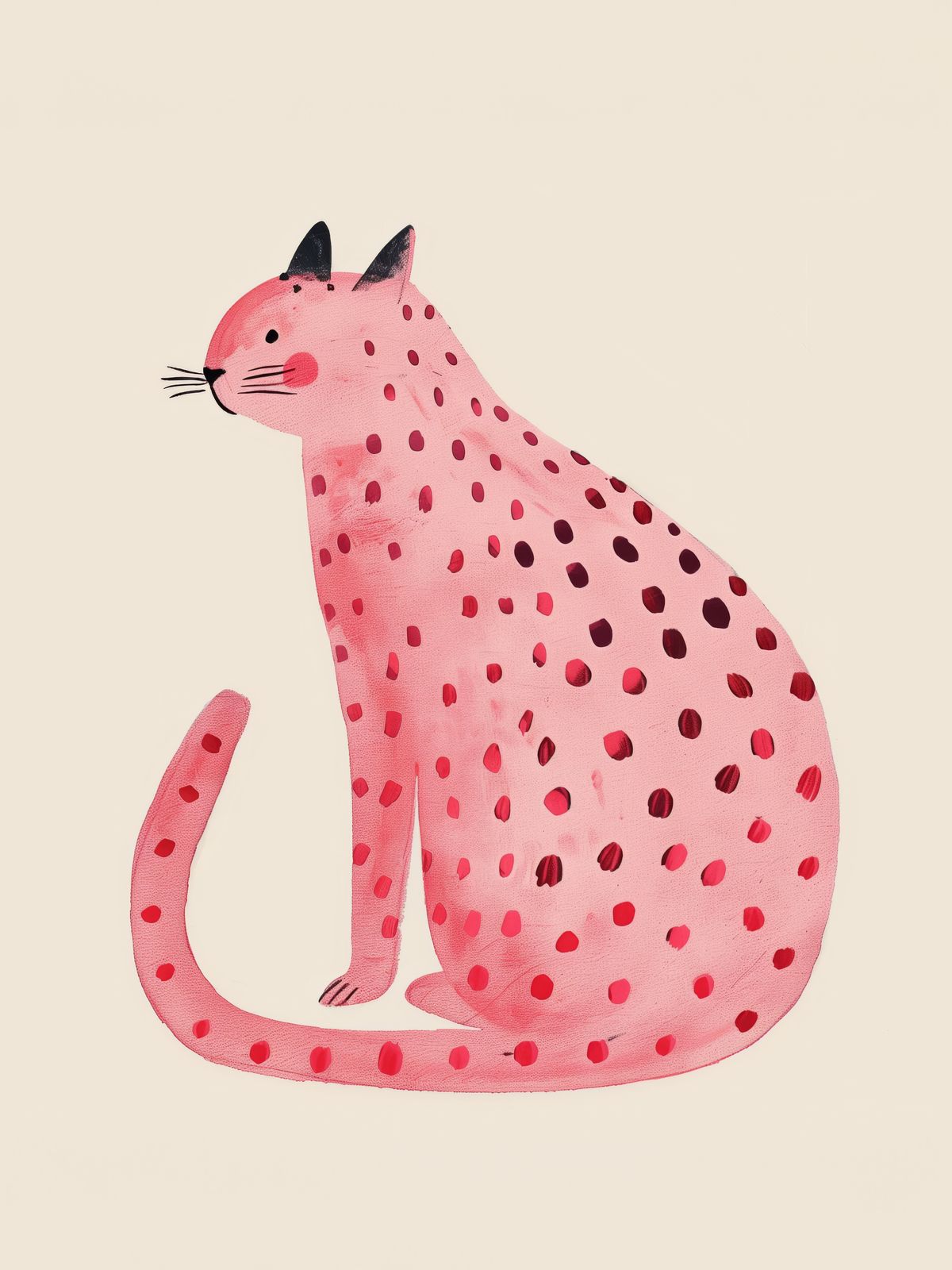 Poster - Roze Gestipte Kat