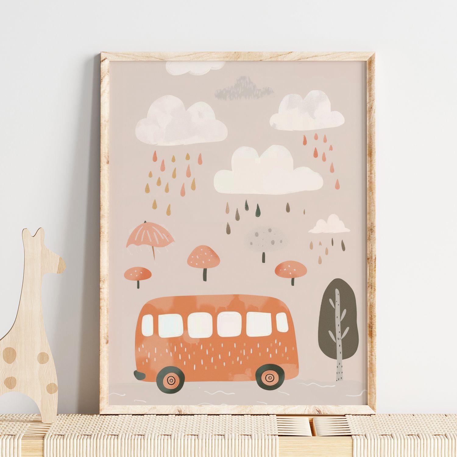 Poster - Regenachtige Dag Bus