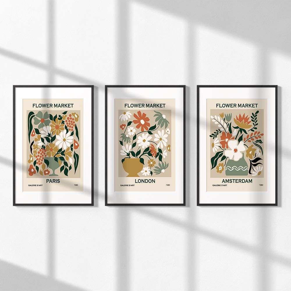 Poster - Flower Market Collectie / Set van 3